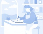소상공인 언론홍보 보도자료 작성하는 모습 일러스트